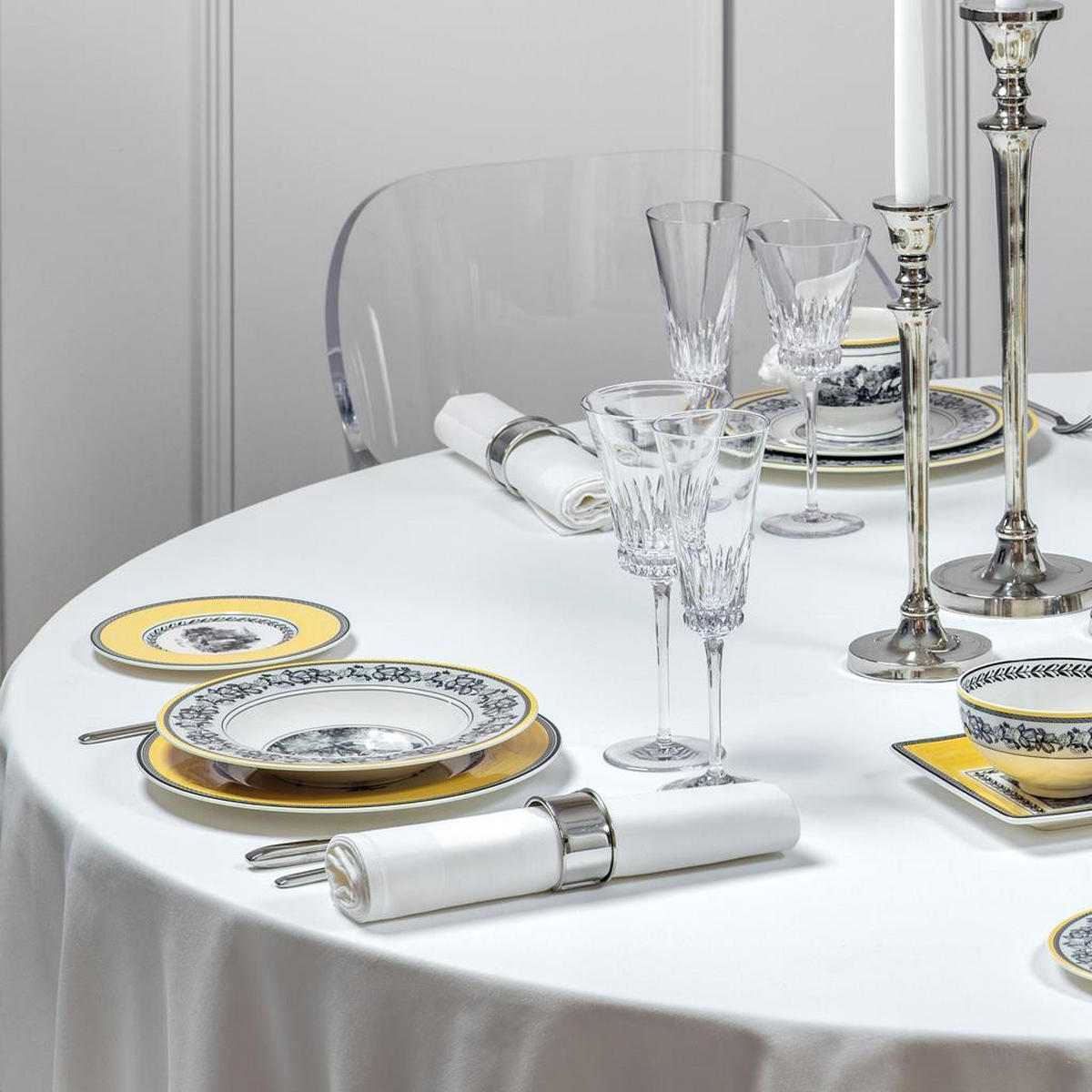 SUPPENTELLER Audun Ferme weiß-grau-gelb ø 24,2 cm - Gelb/Weiß, Keramik (24.2cm) - Villeroy & Boch