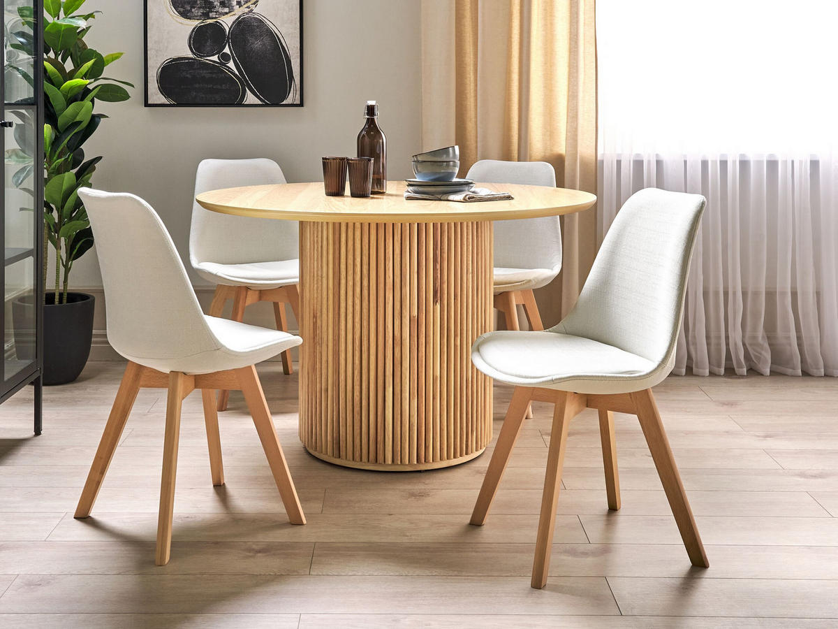 ESSZIMMERSTUHL 2er-Set Polsterbezug Weiß Dakota - Weiß, Holz/Textil (44/84/43cm) - Beliani