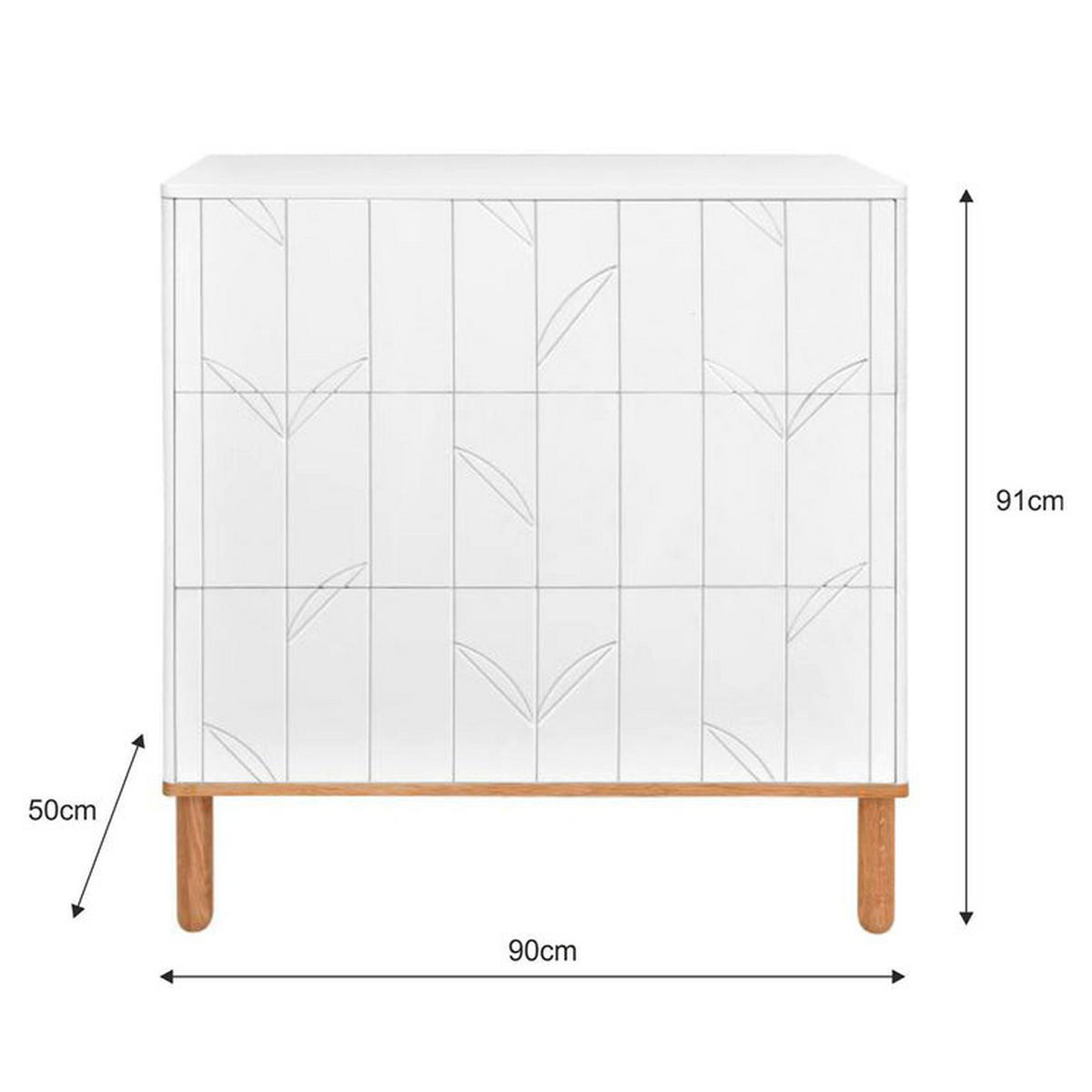 OTROŠKA KOMODA Bela in les - bela, leseni material (90/91/50cm) - Petits-meubles