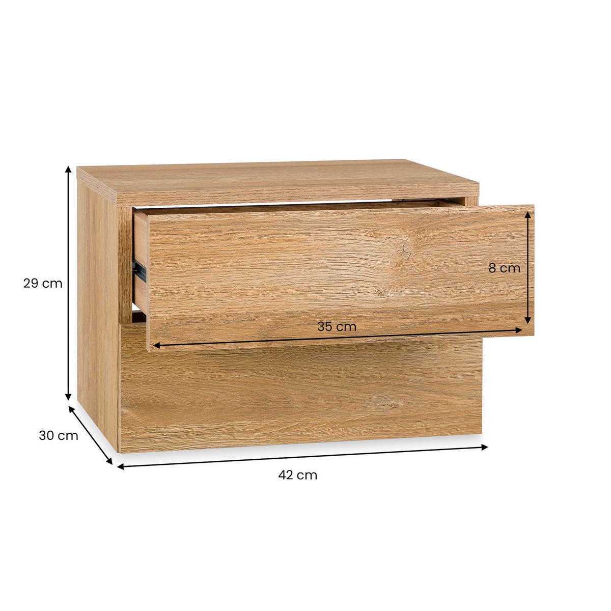 HÄNGENDER NACHTTISCH ANNI Wildeiche - Wildeiche, Holzwerkstoff (42/29/30cm) - CARO-Möbel