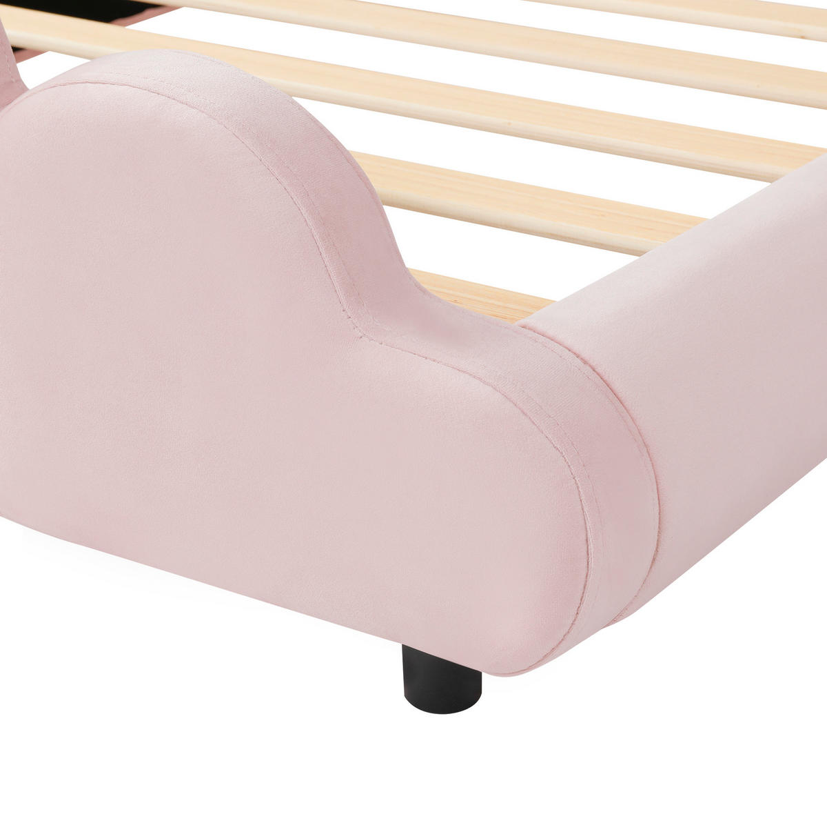 BETT 90/200 cm in Rosa aus Samt mit gepolstertem Kopfteil - Pink, Textil (90/200cm) - Flora Grace