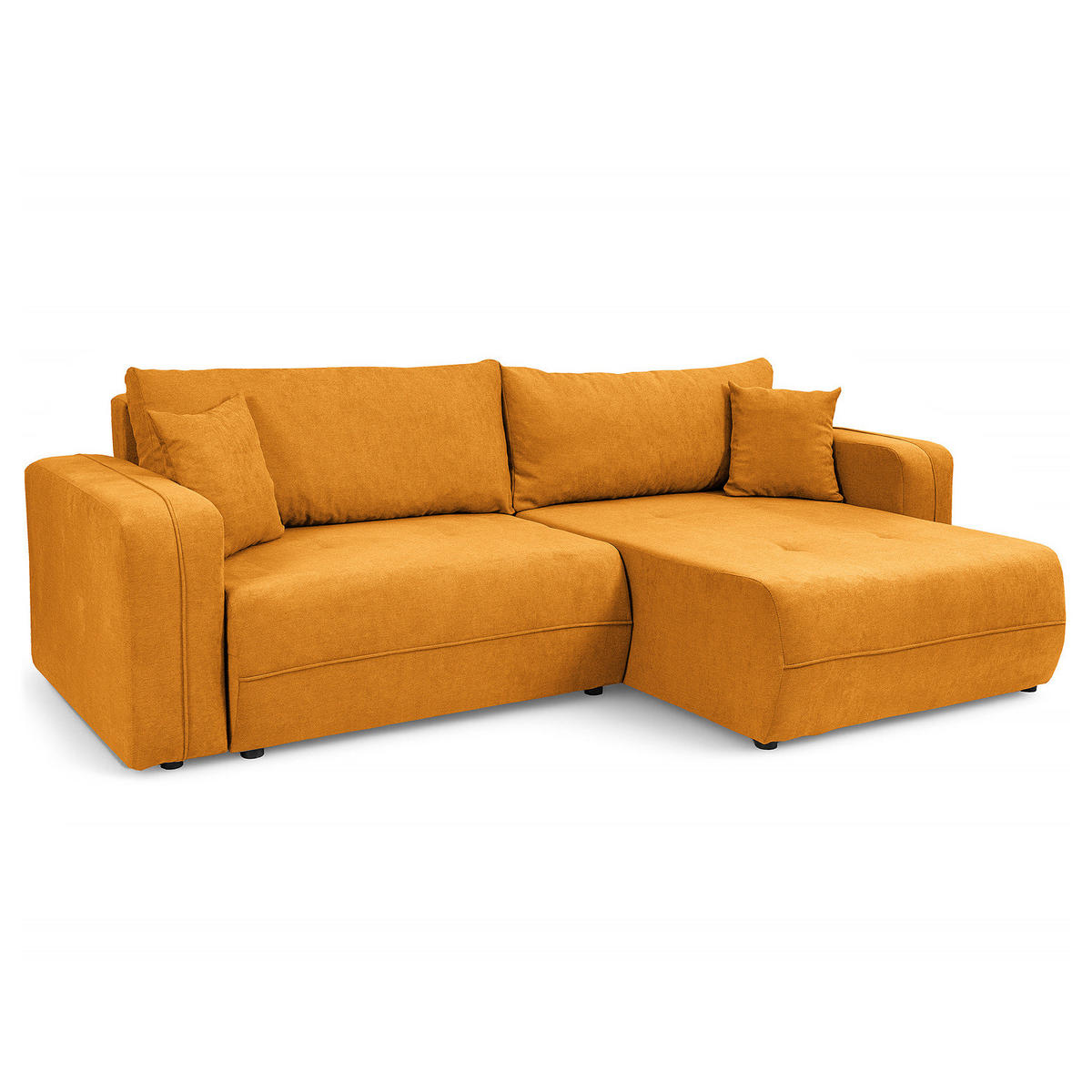 ECKSOFA mit Schlaffunktion - 244 cm - Gelb/Schwarz, Kunststoff/Textil (244/145cm) - home24