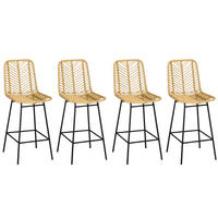 BARHOCKER 4ER-SET aus PE-Rattan Stahl Gelb - Gelb, Metall (52/102/42.5cm) - HOMCOM