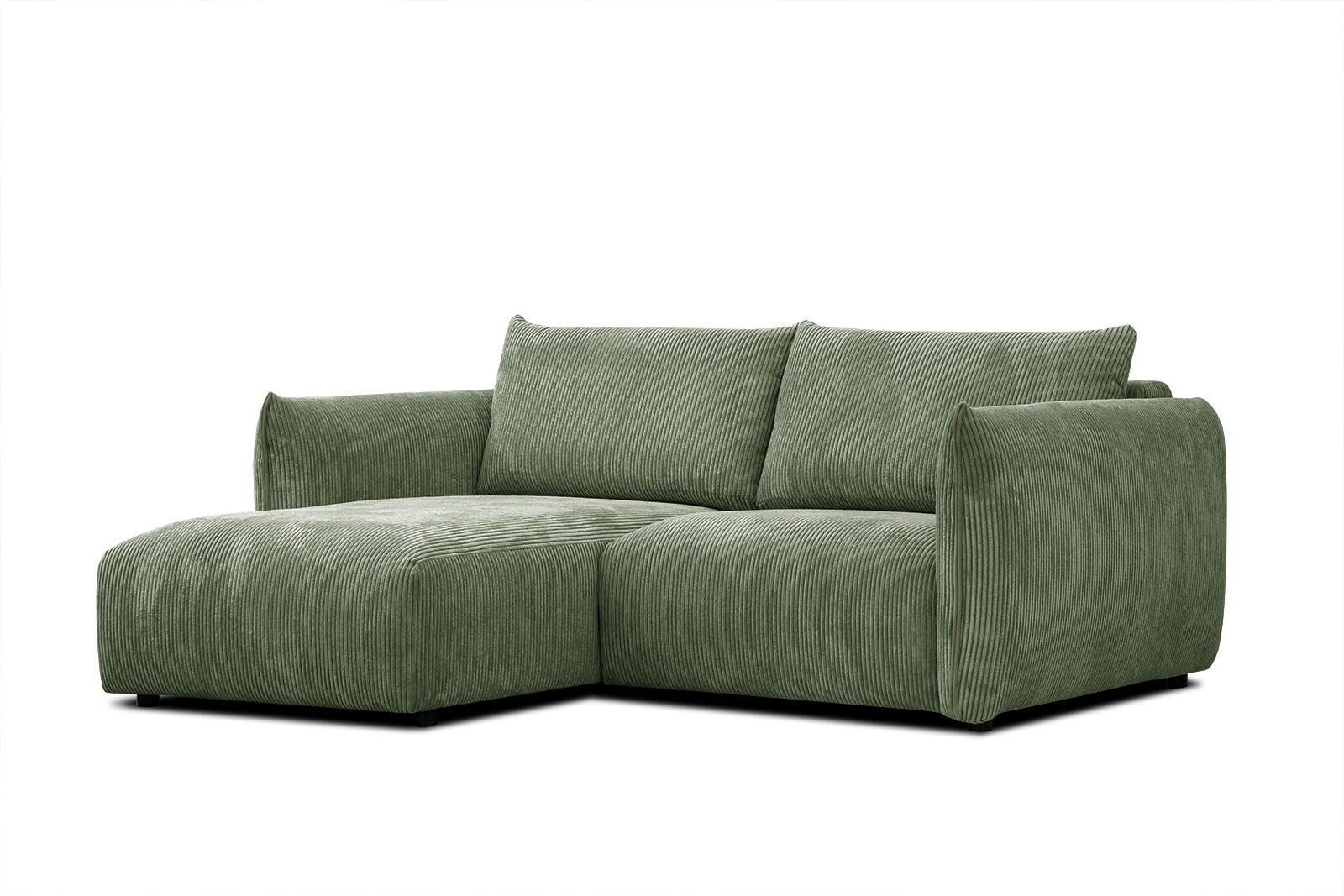 ECKSOFA TAUER 3-Sitzer, olivgrün - Schwarz/Olivgrün, Holzwerkstoff/Kunststoff (173/206cm) - Courtois Laville