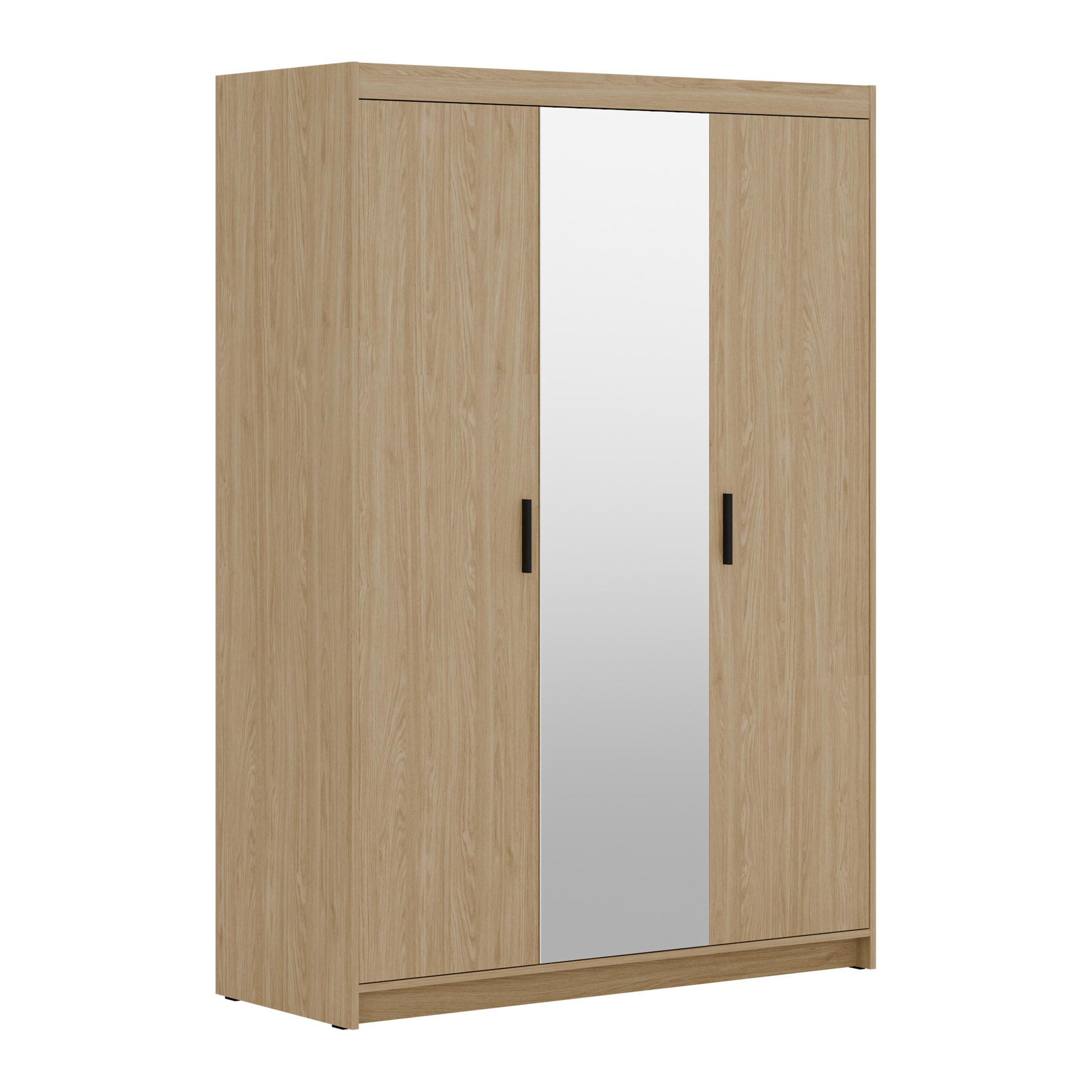 KLEIDERSCHRANK Storicos Geölte Eiche 133/190,5/53 cm - Modern mit Spiegel 3-türig - Eichefarben, Holzwerkstoff/Kunststoff (133/190.6/53cm) - AX Living