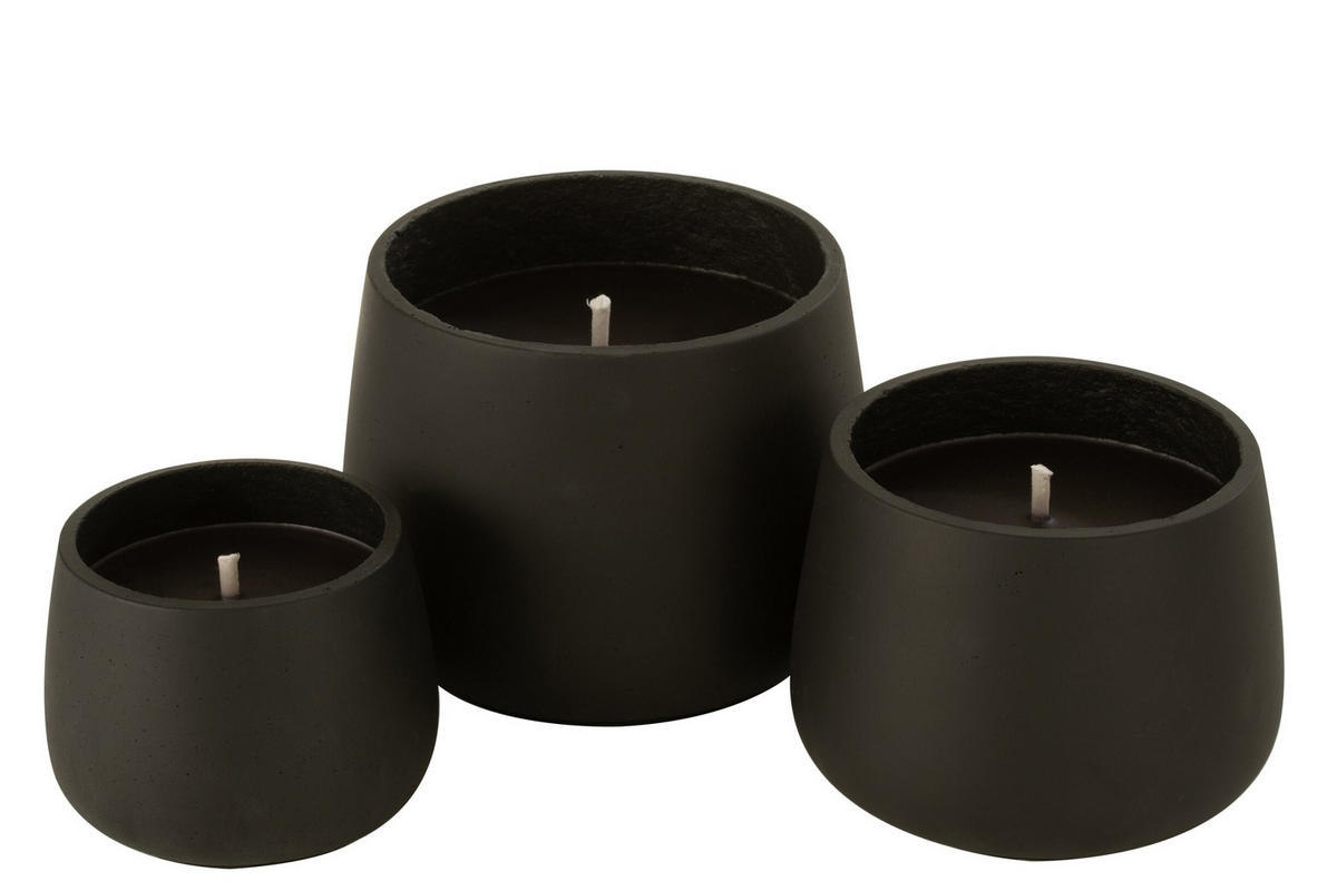 KERZEN CYRA - Zement - Schwarz - L - 48 Std. - Schwarz, Stein (20.5/16cm) - J-Line