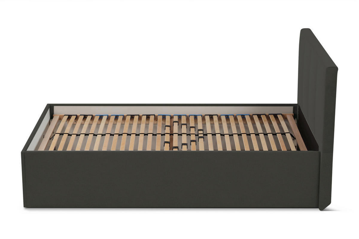 POLSTERBETT Dalas Anthrazit 100 x 200 x 40 cm Stauraum Mit hochwertiger Matratze H2 (bis 100 kg) und Lattenrost - Anthrazit, Holz (100/200cm) - Halmon Schlafkomfort Betten 