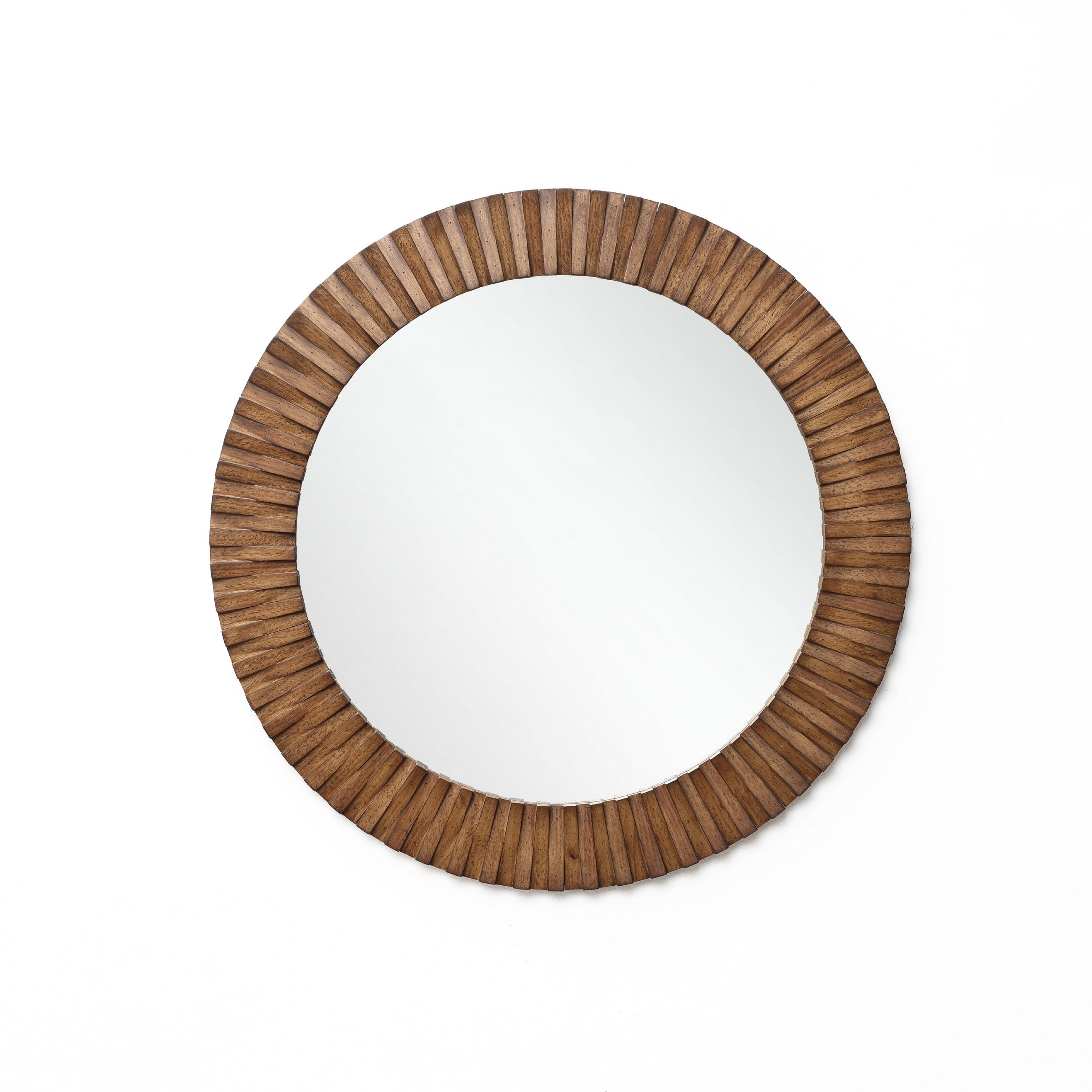 SPIEGEL rund Ø 74 cm mit Eichenholzrahmen - Alteiche, Glas/Holz (74/3.5/74cm) - Hometopia