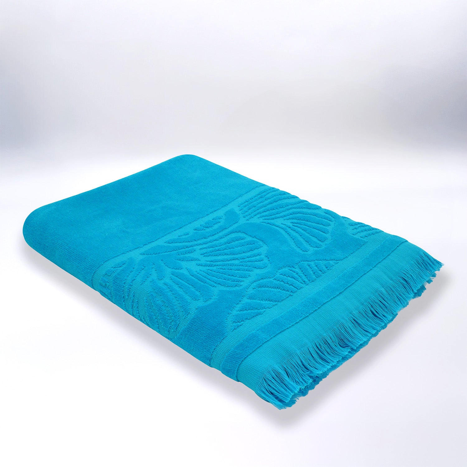 STRANDTUCH Frottee Velours Jacquard Blau 90x170 340g/m² - Kumini - Blau, Textil (170/90cm) - LE COMPTOIR DE LA PLAGE