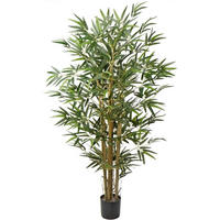 KUNSTPFLANZE Bambusbaum mit Echtholzstamm 121.9 cm - Grün, Naturmaterialien (121.9cm)