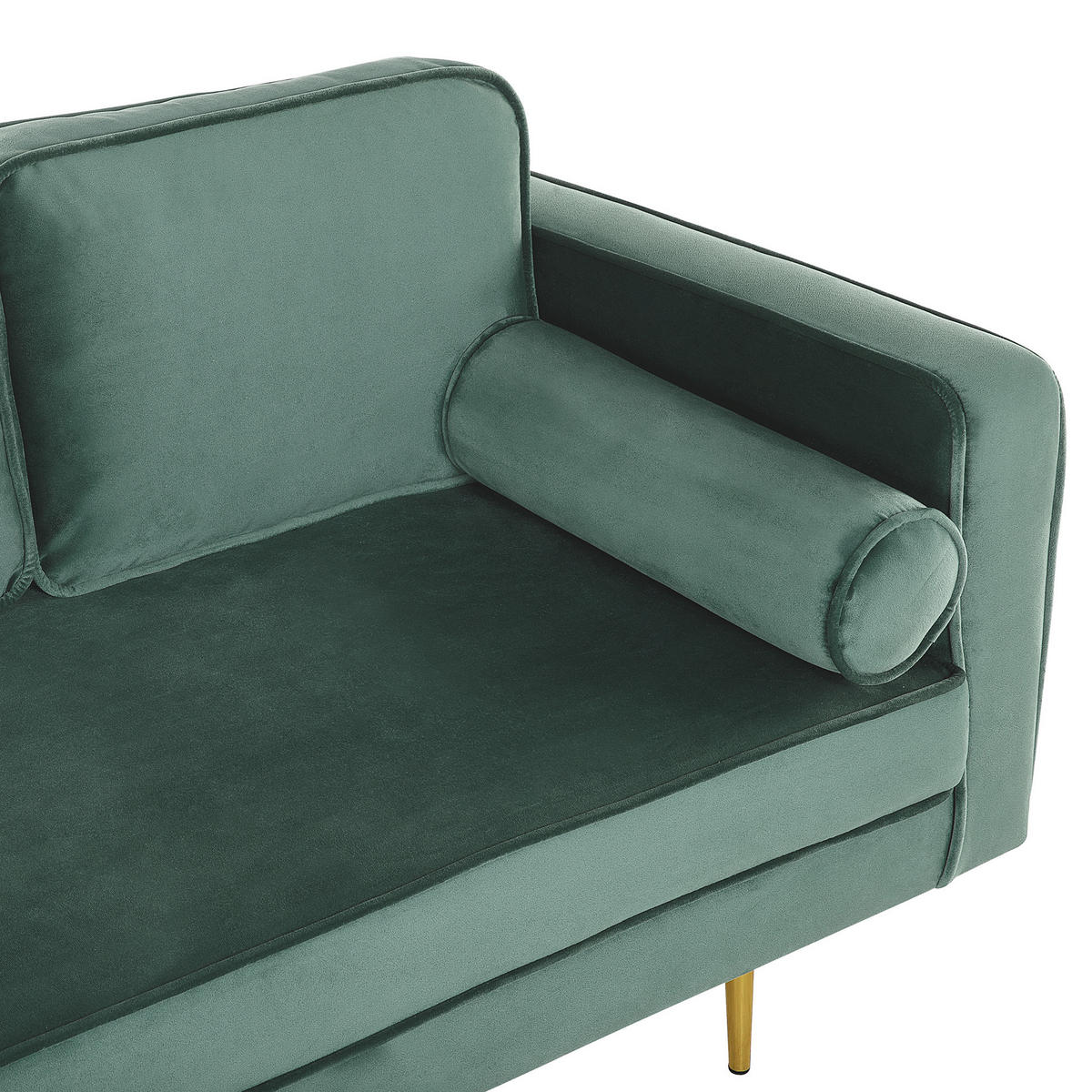 CHAISELONGUE Samtstoff mintgrün rechtsseitig Miramas - Goldfarben/Mintgrün, Textil (171/63/79cm) - Beliani