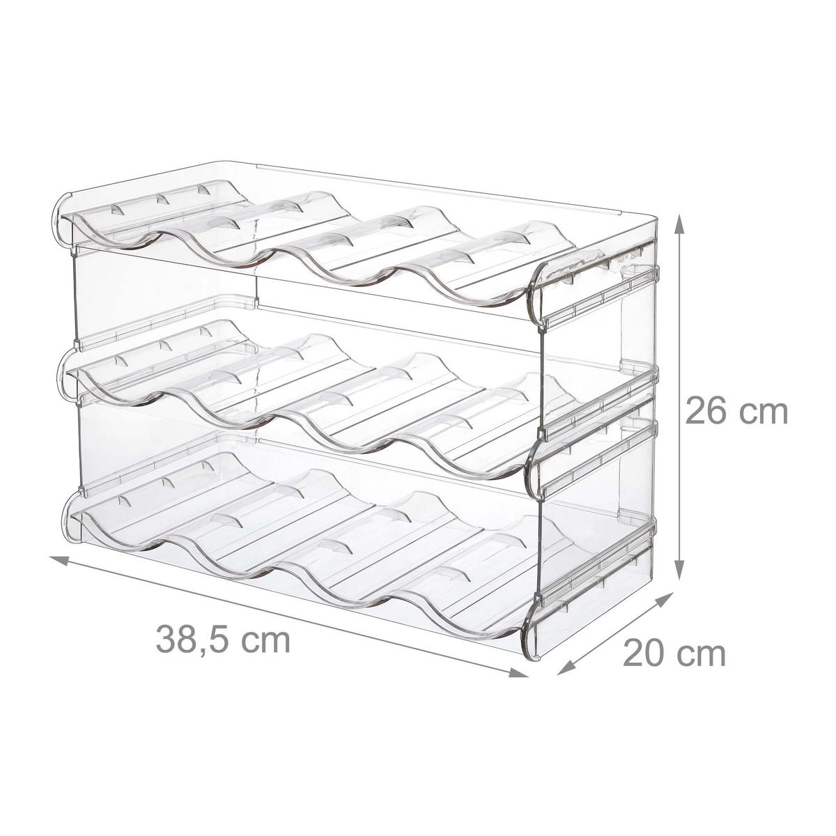 FLASCHENREGAL Transparent stapelbar Kunststoff PET 12 Flaschen - Transparent, Kunststoff (38.5/26/20cm) - Relaxdays