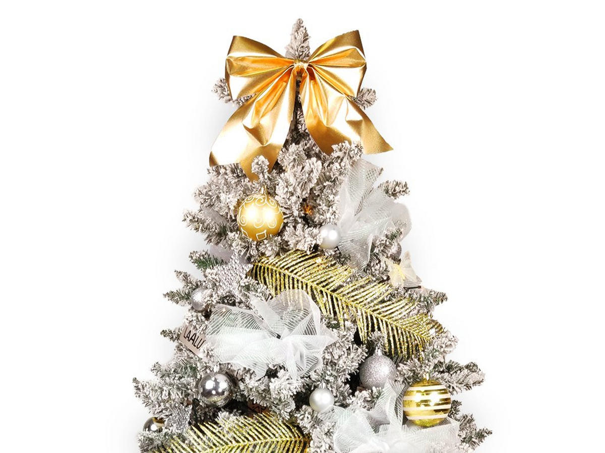 WEIHNACHTSBAUMSCHMUCK-SET EDELGLANZ 100-teilig, für Weihnachtsbäume 120–210 cm, inkl. Aufbewahrungsbox - Champagner/Silberfarben, Kunststoff/Textil (55/50/75cm) - LAALU