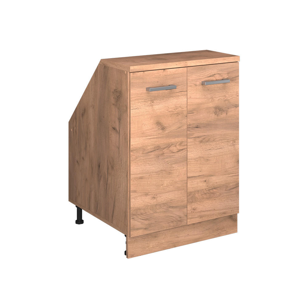 KÖKSSKÅP FÖR SLUTTANDE TAK R-Line Goldkraft ek 60 cm med 2 dörrar, skåpstomme 60 cm djup Honungsek, Honungsek 83.8/60/60 cm