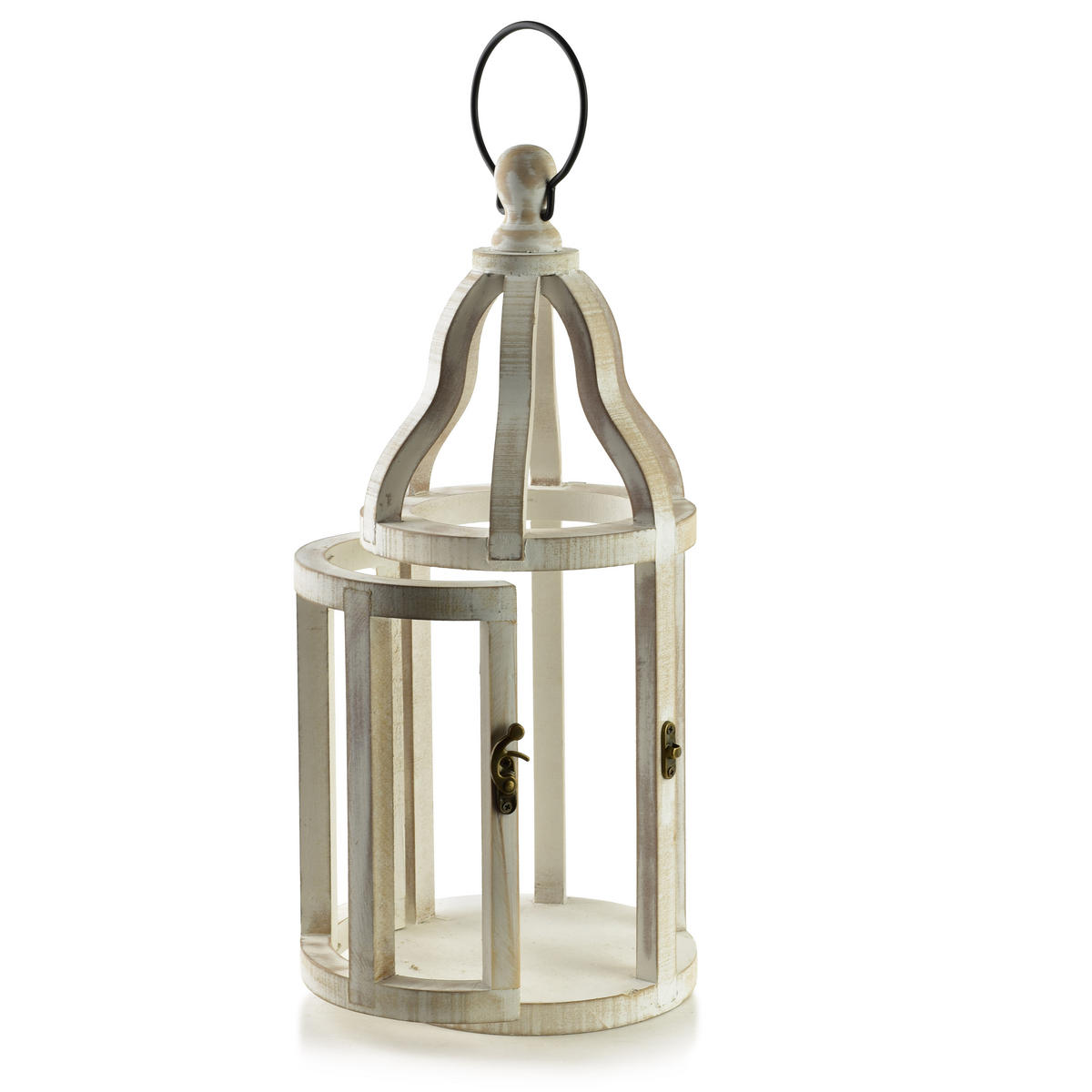 LATERNE Levi Beige 16/16/48 cm Holz - Weiß, Holz (16/48/16cm) - Mondex