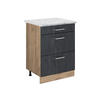 KÜCHENUNTERSCHRANK R-Line Schwarz Beton 60 cm AP Marmor - Eiche Wotan/Schwarz, Holzwerkstoff (60/81.6/60cm) - Vicco