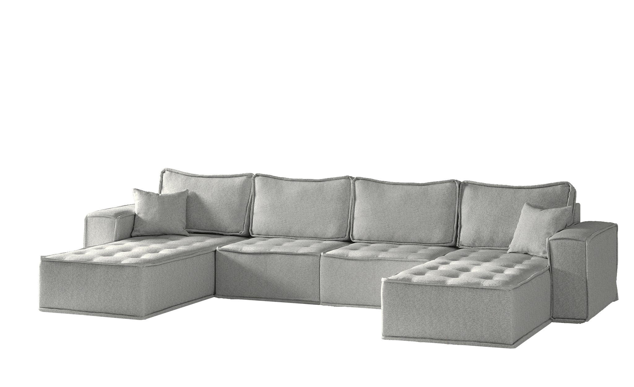 WOHNLANDSCHAFT Sande In Alpine - Hellgrau, Holzwerkstoff/Textil (372/85/192cm) - Fun Möbel