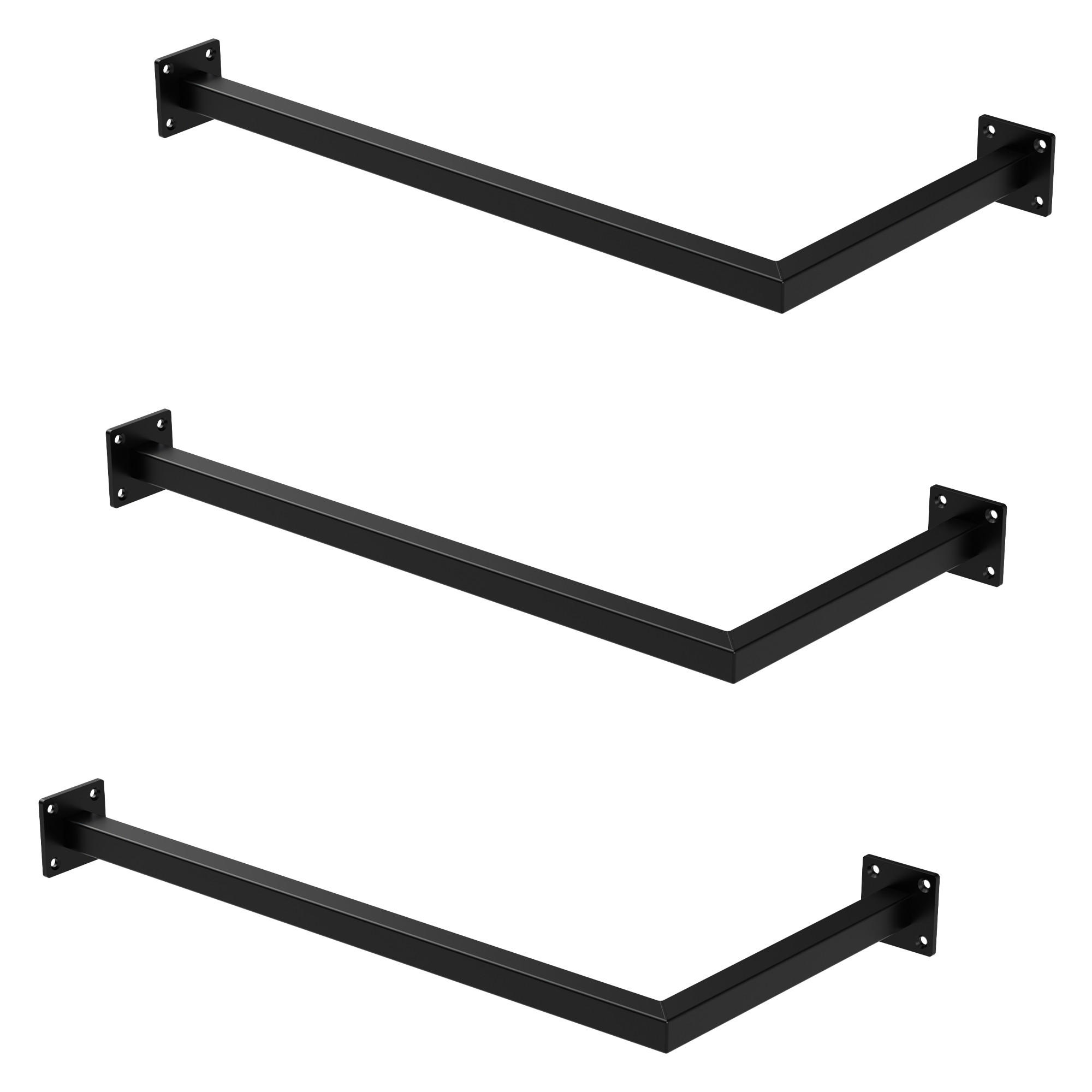 ML-DESIGN VĚŠÁK 3dílná sada do rohu V 30 cm x Š 60 cm černý z oceli ve tvaru U