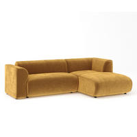 ECKSOFA Melani Honigfarbe Samtstoff - Rechts Seite - Schwarz/Honig, Holz/Holzwerkstoff (162/256cm) - Maison de Reve