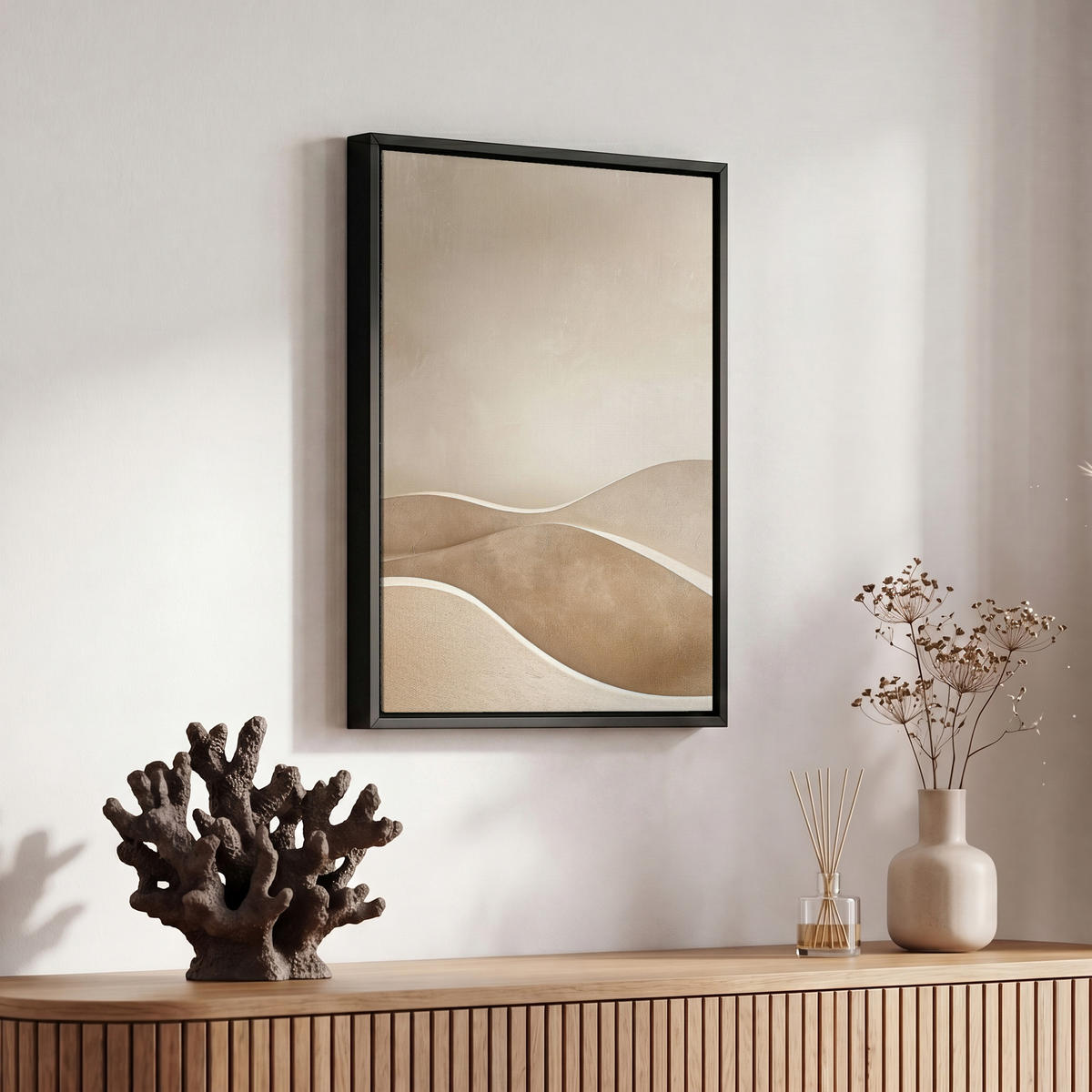LEINWAND Bilder mit Rahmen - Beige - Natur - Abstrakt - Modern - 20x30 - Beige, Textil (20/30cm) - MuchoWow