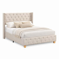 POLSTERBETT mit Kopfteil 160x200 cm Leinen Beige - Beige, Metall (160/200cm) - Meubliv