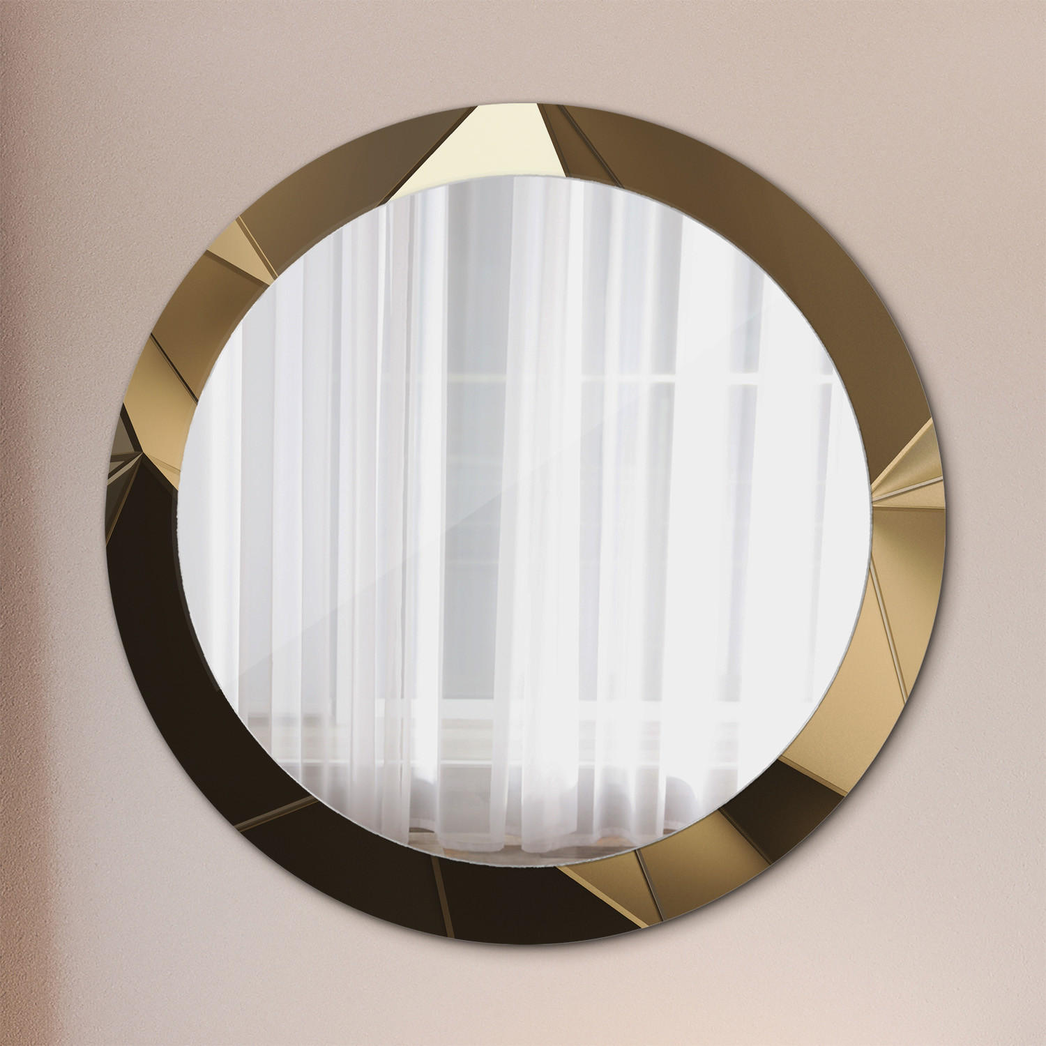 SPIEGEL Ø80 cm Rund mit Aufdruck - Beige, Glas (80/80/0.4cm) - TULUP