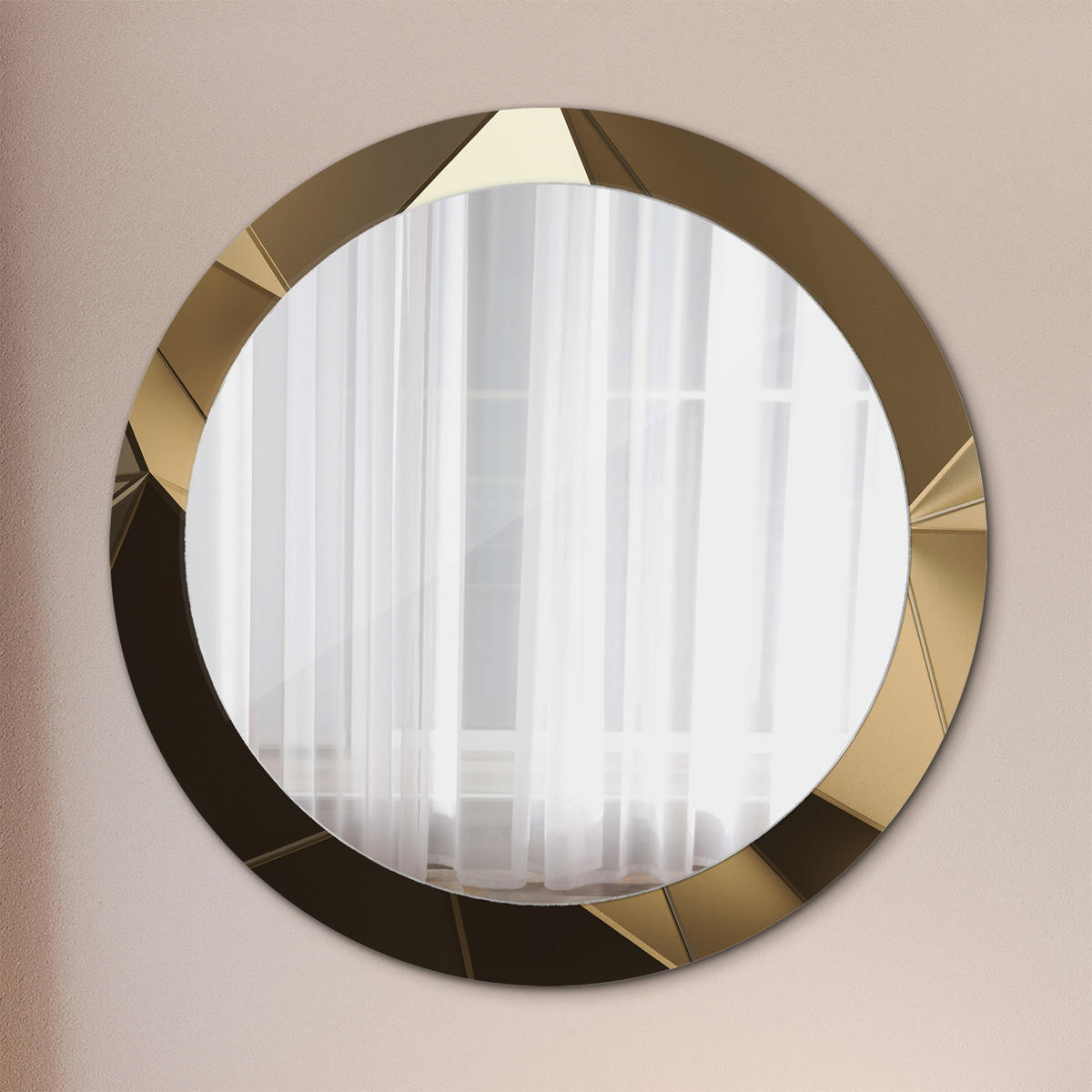 SPIEGEL Ø80 cm Rund mit Aufdruck - Beige, Glas (80/80/0.4cm) - TULUP