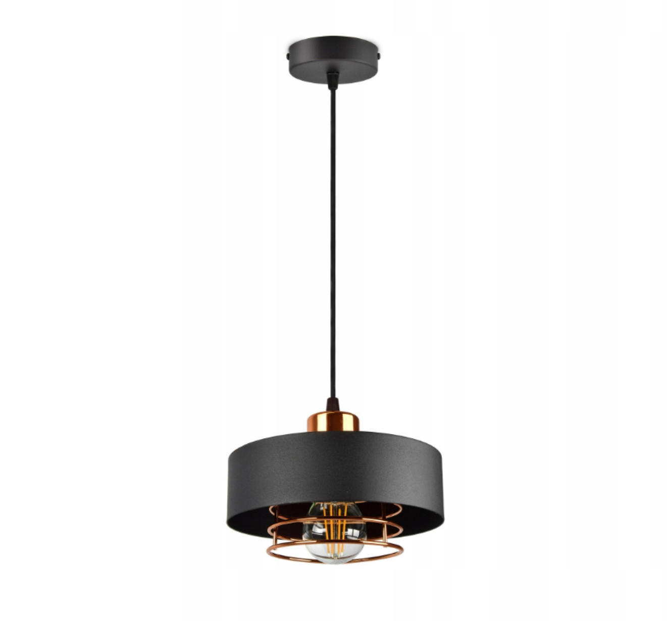PENDELLEUCHTE EDISON - Goldfarben/Schwarz, Metall (20/20/70cm) - kiki design