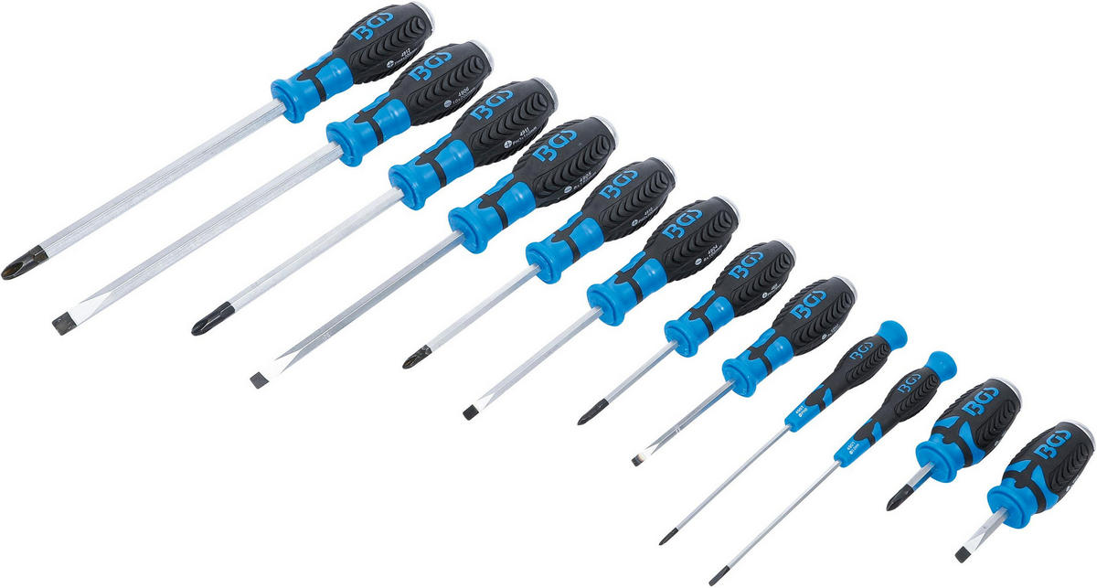 SCHRAUBENDREHER-SATZ | MIT 6,3 MM (1/4") INNENVIERKANT | 12-TLG. - Multicolor, Kunststoff/Metall (1/1cm) - BGS technic