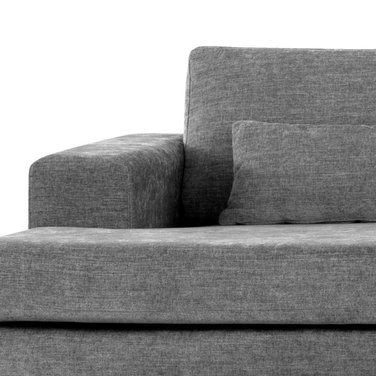 WOHNLANDSCHAFT mit Longchair - Eichefarben/Dunkelgrau, Eichenholz/Textil (371/81/219cm) - home24