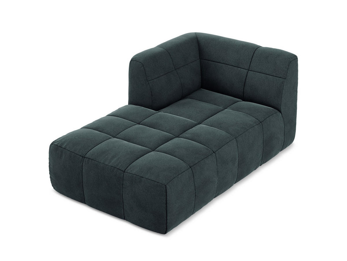 SOFAELEMENT Links Samt Stoff Blau - Petrol/Schwarz, Holzwerkstoff/Kunststoff (101/77/175cm) - Makamii