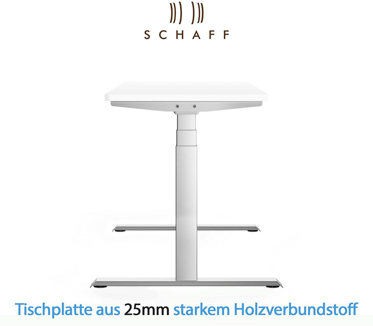 SCHREIBTISCH elektrisch höhenverstellbar REC 160x60 cm Weiss - Weiß, Metall (60/160/65cm) - Schaff