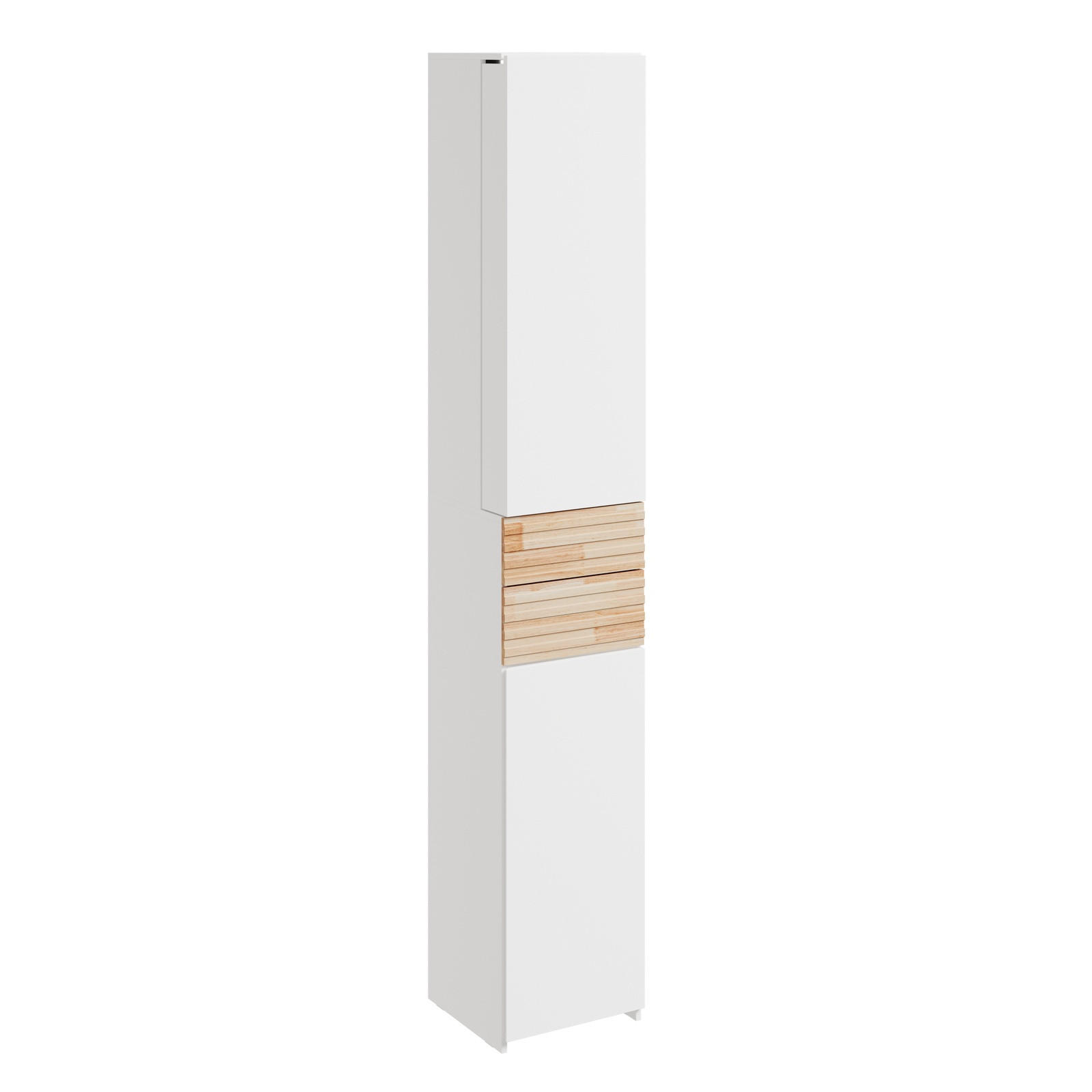 BADEZIMMERSCHRANK mit Schubladen und Tür BZR244-WN - Ahornfarben/Weiß, Kunststoff/Fell (30/180/30cm) - SoBuy
