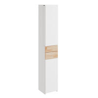 BADEZIMMERSCHRANK mit Schubladen und Tür BZR244-WN - Ahornfarben/Weiß, Kunststoff/Fell (30/180/30cm) - SoBuy