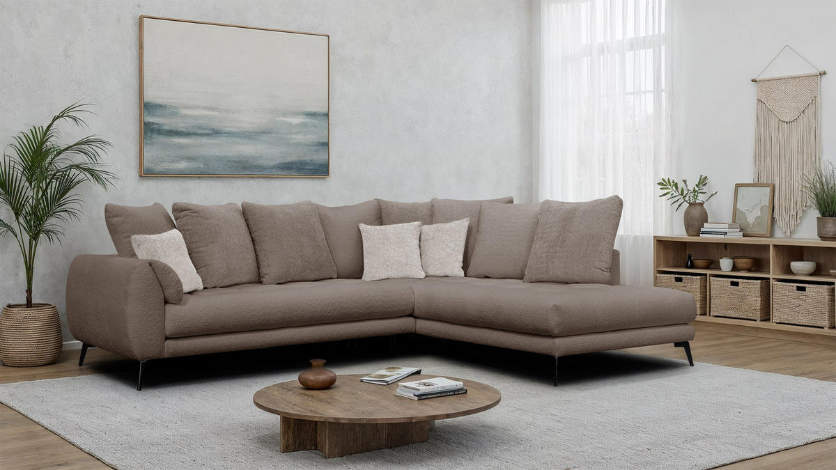 ECKSOFA CALME 5-Sitzer, creme - Creme, Holz/Textil (294/229cm) - Courtois Laville