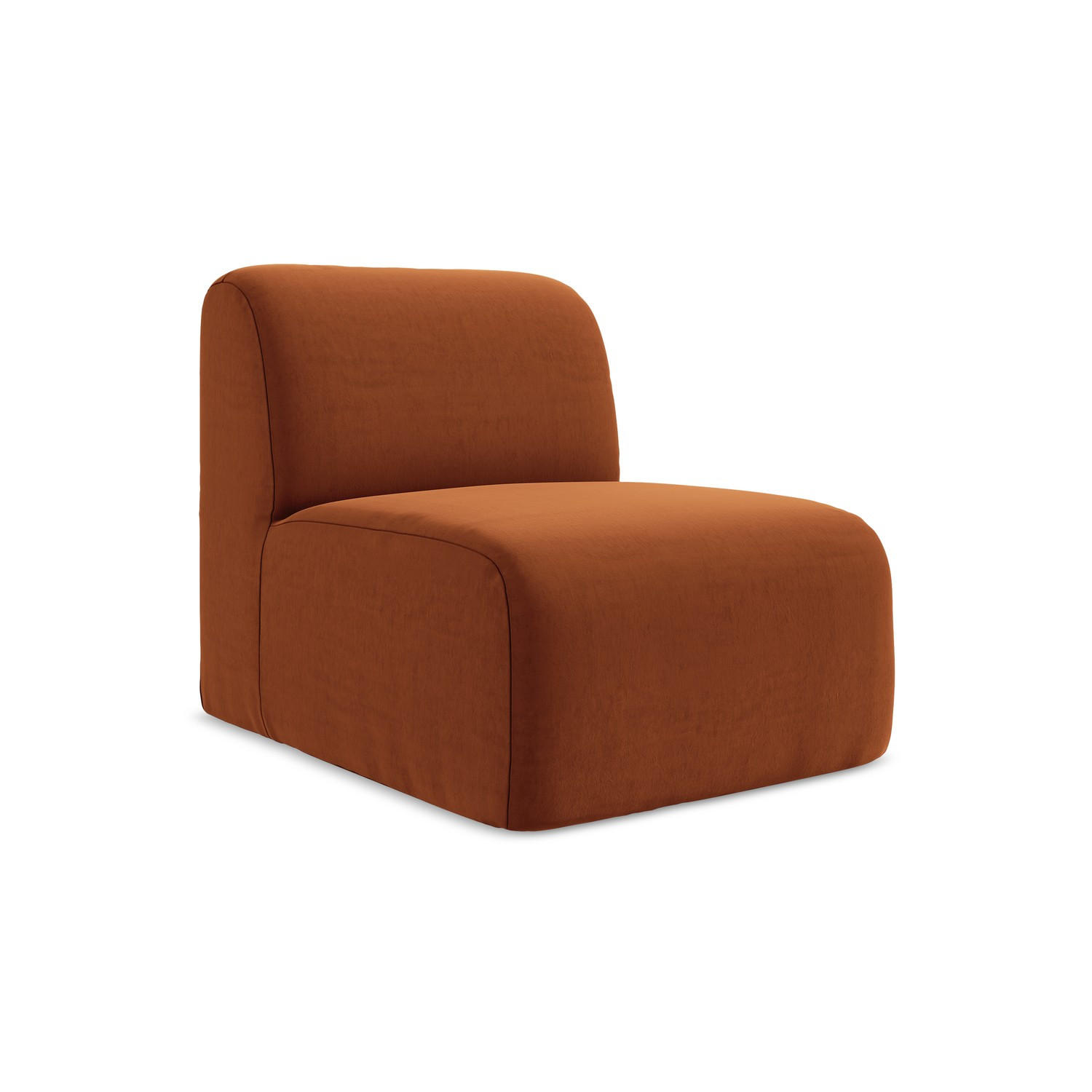 SOFAELEMENT Samt Stoff Orange - Terracotta/Schwarz, Holzwerkstoff/Kunststoff (70/75/94cm) - LaMiaSofa