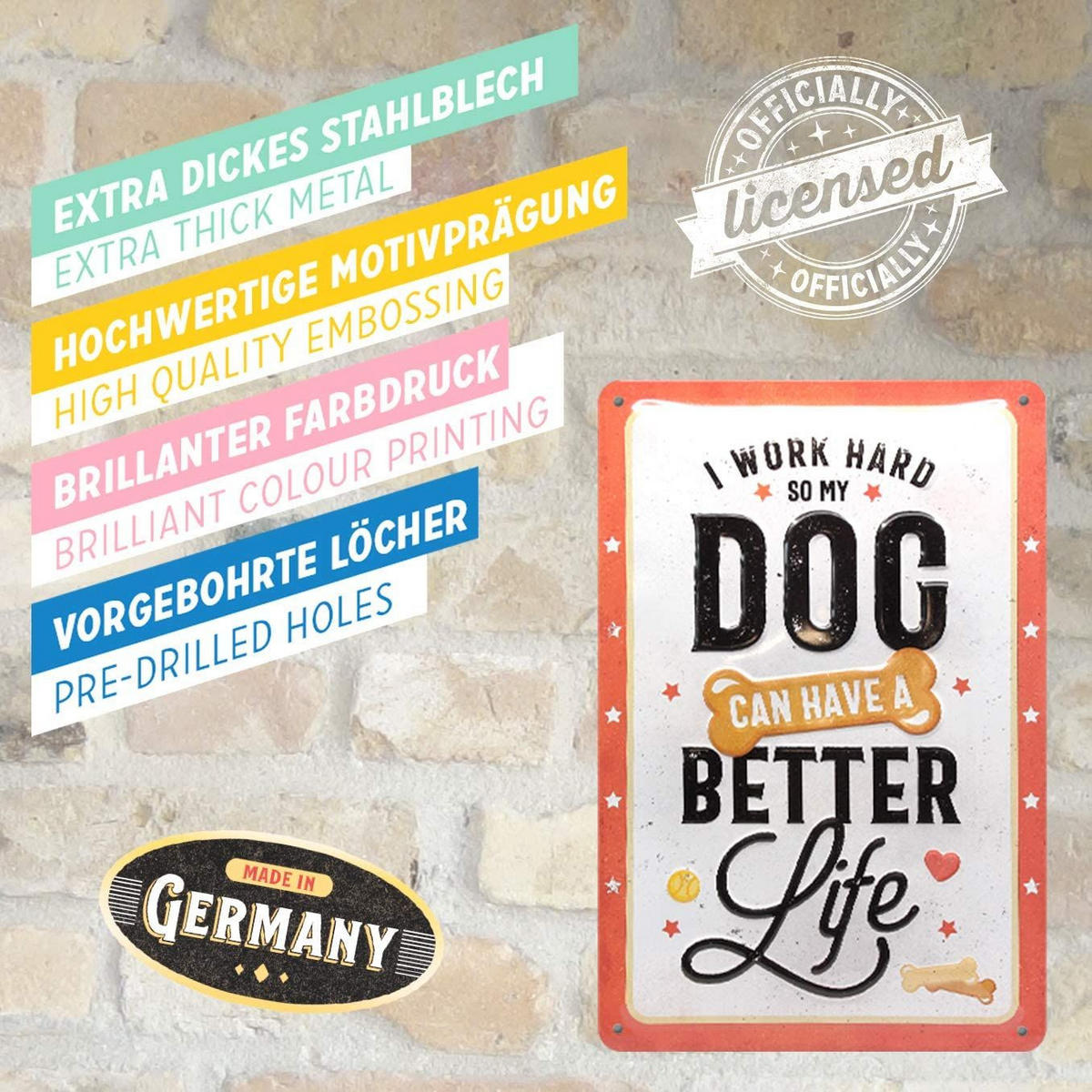 BLECHSCHILD 20/30 cm PfotenSchild Better Dog Life - Multicolor, Metall (20/30/0.2cm) - Nostalgic-Art