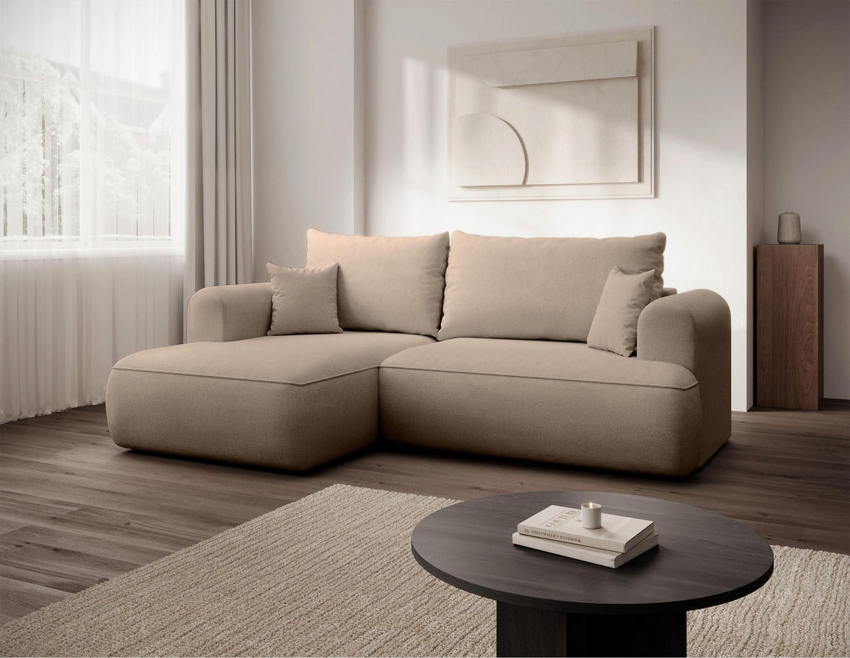 ROHOVÁ rozkládací pohovka Ovo Mini béžová, žinylkový potah Easy-Clean - černá/béžová, textil/plast (238/156cm) - Selsey