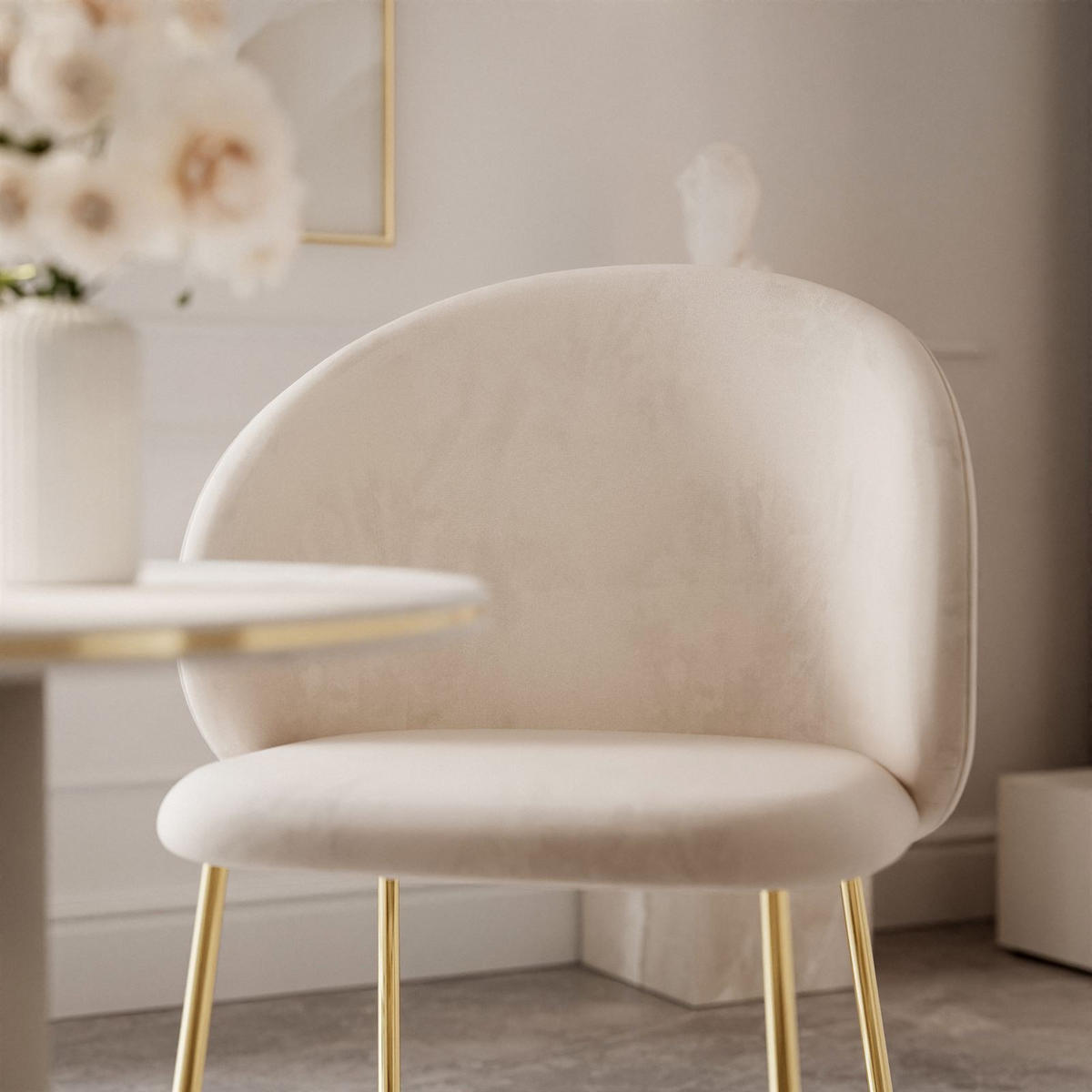 STUHL AURUM - Beige/Goldfarben, Textil (58/78/52.5cm) - Lookway