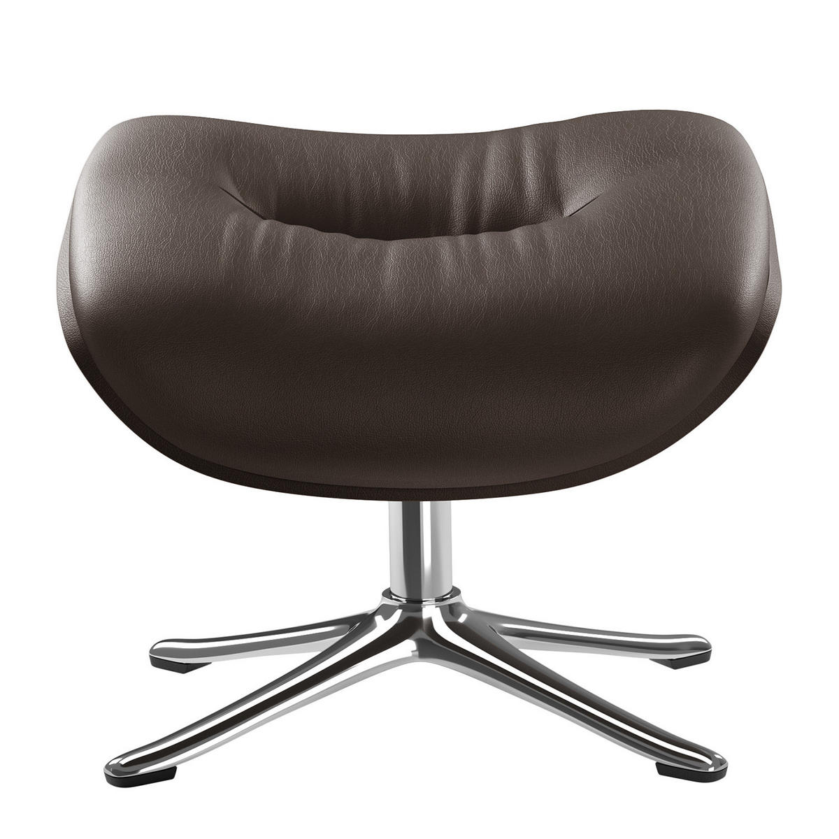 POLSTERHOCKER - Chromfarben/Dunkelbraun, Leder/Metall (44/39/42cm) - home24