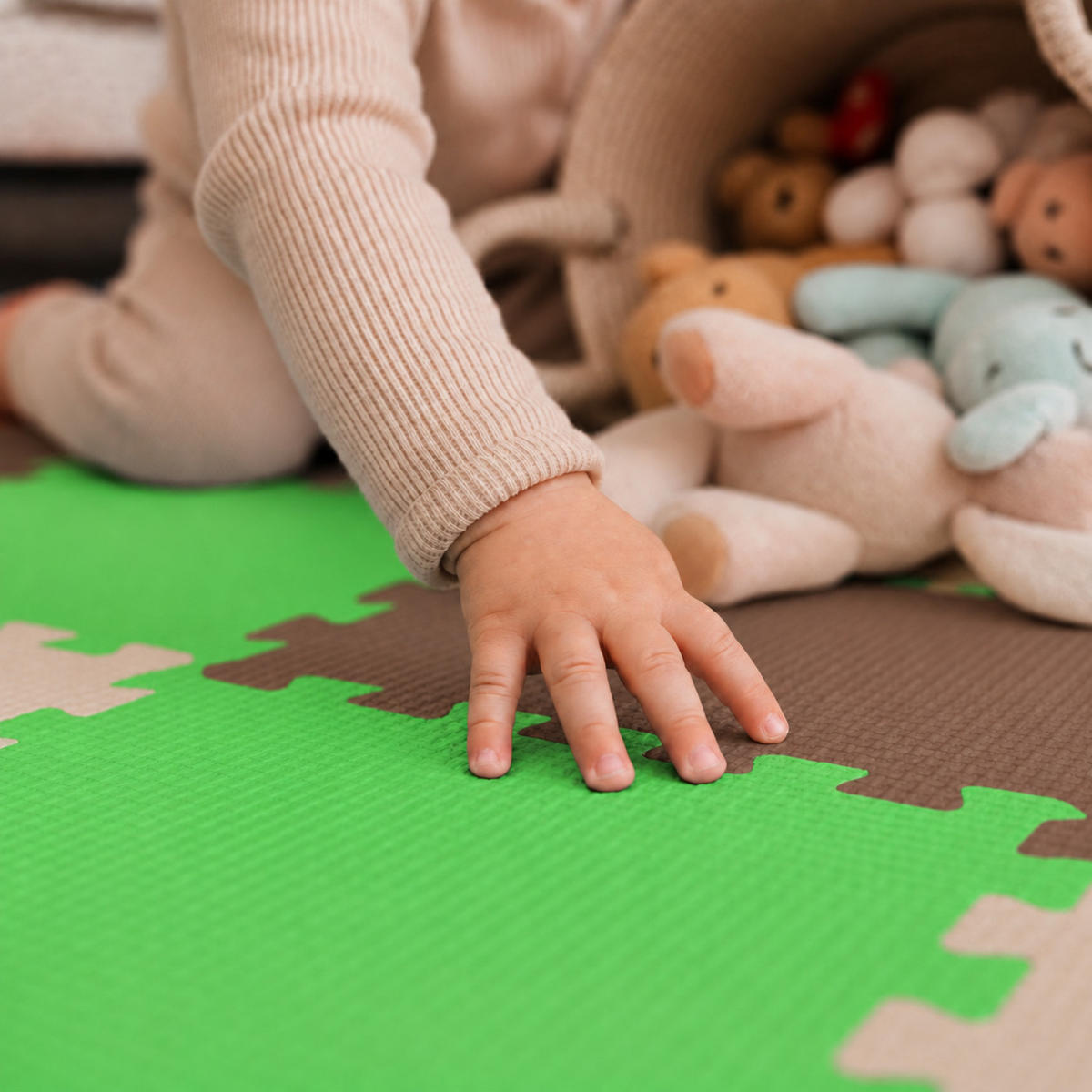 SPIELMATTE ab Null - 270/90 cm Puzzlematte Beige - Multicolor, Kunststoff (30/30cm) - Littletom