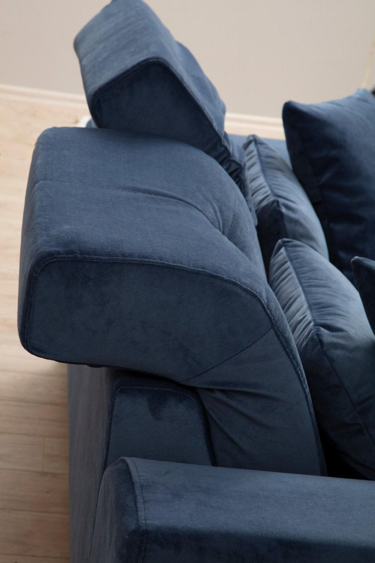 ECKSOFA mit verstellbarer Rückenlehne - Blau/Hellgrau, Holz/Textil (190/304cm) - myHomelando