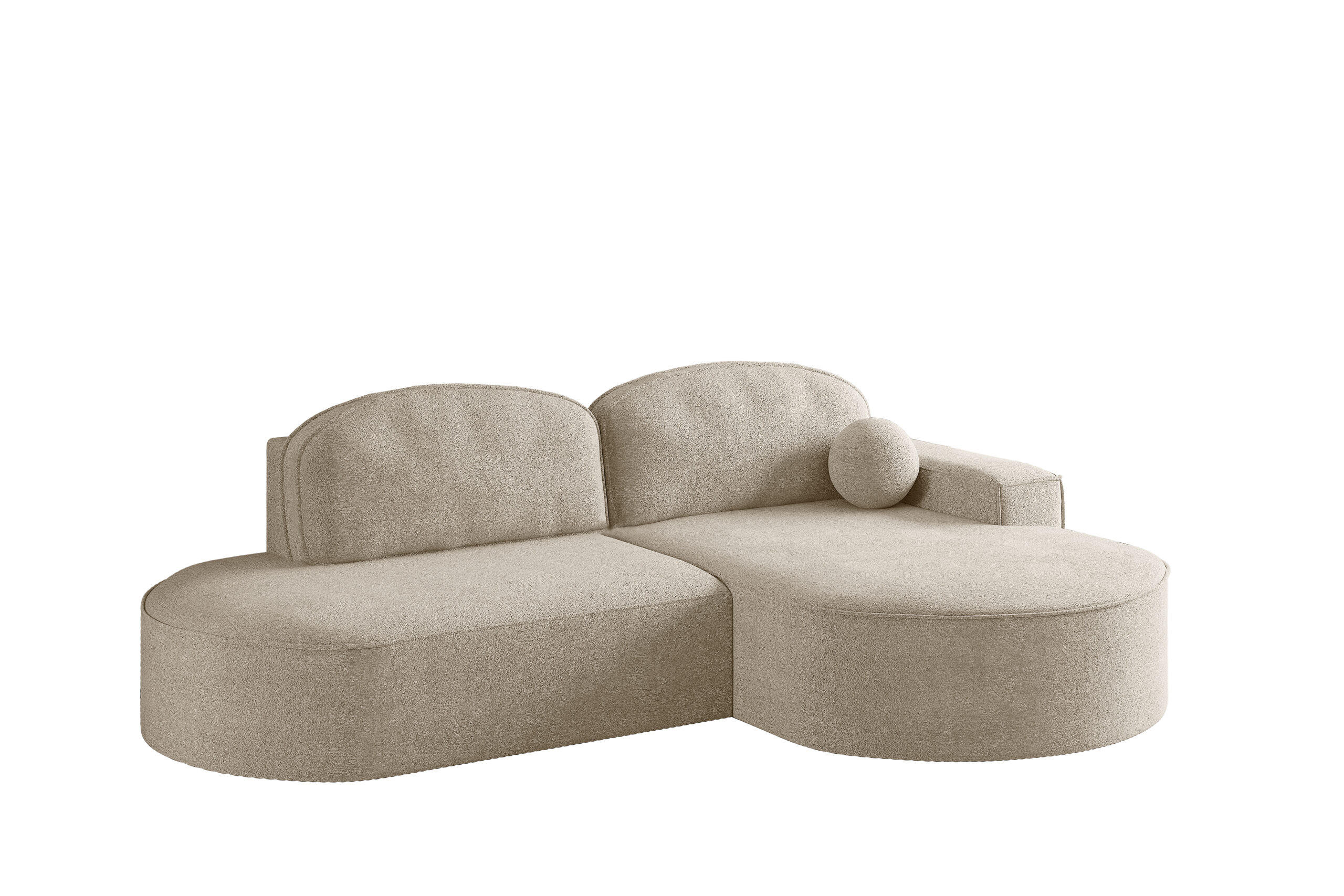ECKSOFA mit Schlaffunktion und Bettkasten Modena Runden stoff Arena Beige Rechts - Beige, Holz (278/179cm) - Kaiser Möbel