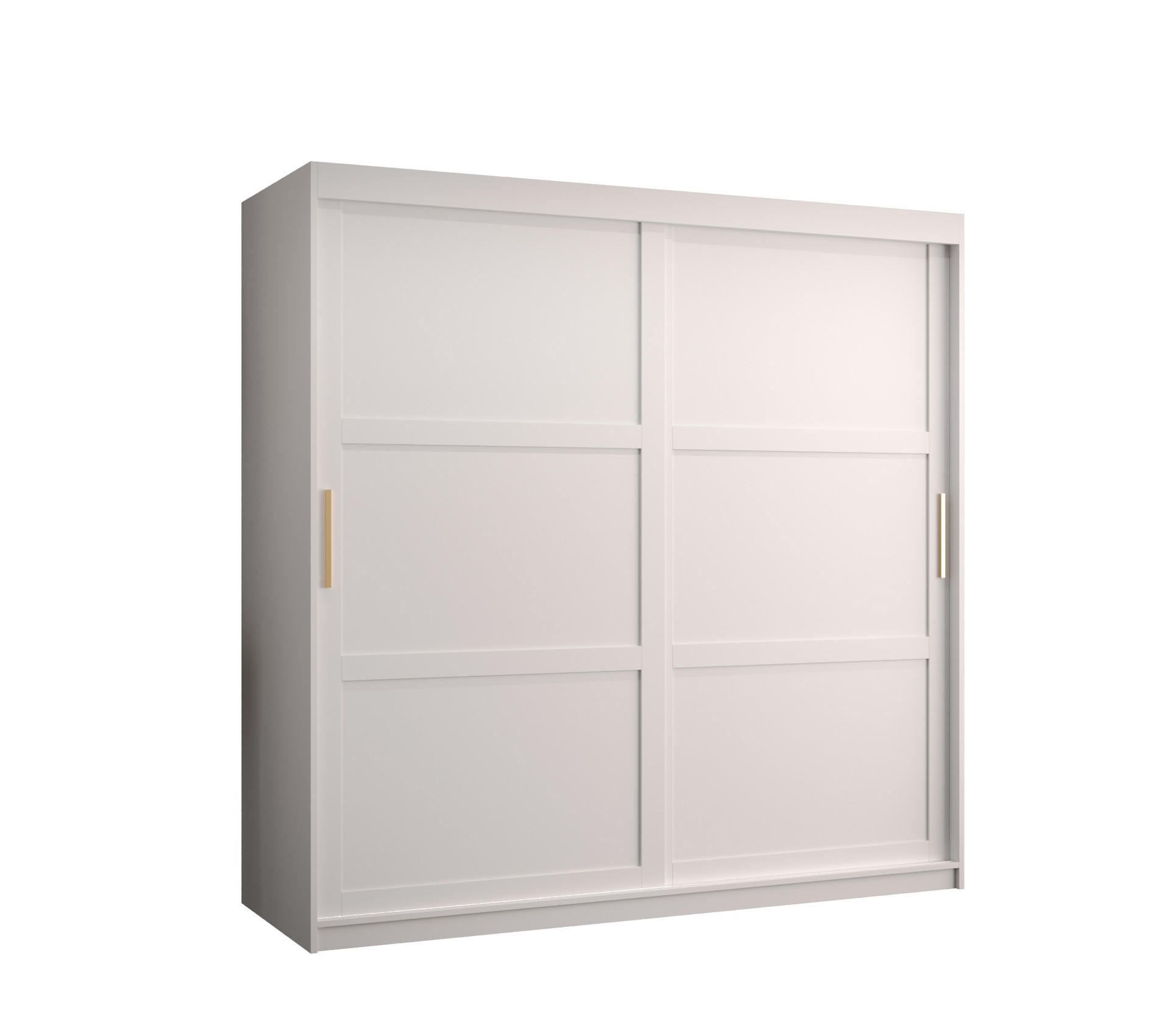 SCHWEBETÜRENSCHRANK 200/180/62 2-türig - Goldfarben/Weiß, Holz/Kunststoff (180/200/62cm) - Abiks Möbel