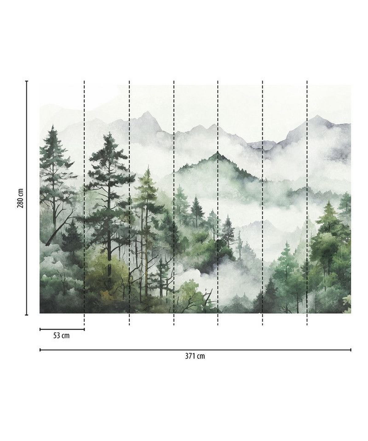 VLIESTAPETE Grün 371/280 cm - Weiß/Grün, Textil (371/1cm) - KUNSTLOFT