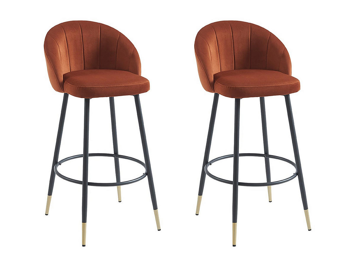 BARHOCKER 2er-Set - Samt & Metall - Terracotta - ELIRAM - Braun, Textil (49/96/58cm) - Vente-Unique