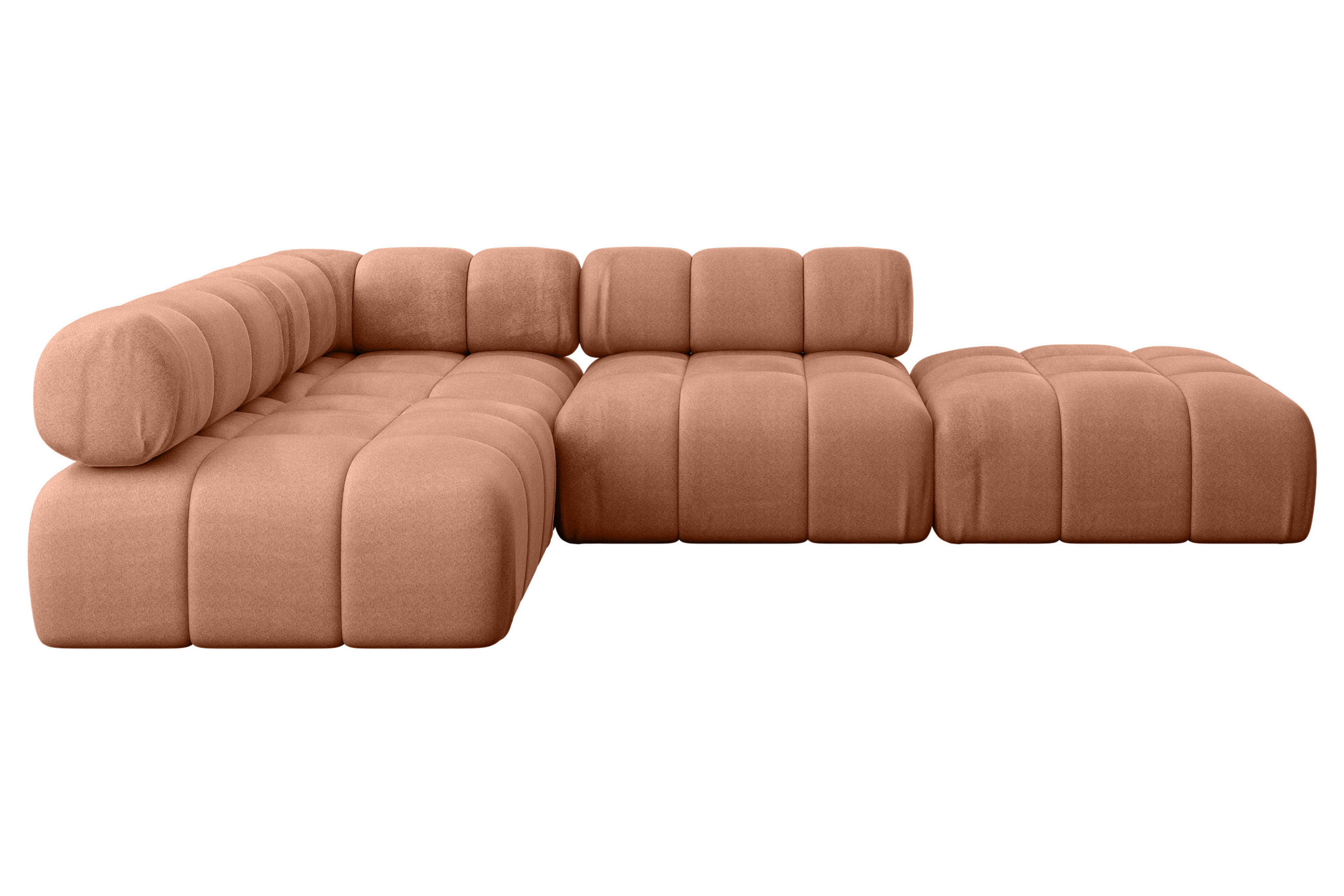 ECKSOFA modulares Sofa Favio-L1 - 285x190x70 cm Apricot Velours - Koralle, Holzwerkstoff/Textil (285/190cm) - ALTDECOR