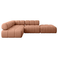 ECKSOFA modulares Sofa Favio-L1 - 285x190x70 cm Apricot Velours - Koralle, Holzwerkstoff/Textil (285/190cm) - ALTDECOR