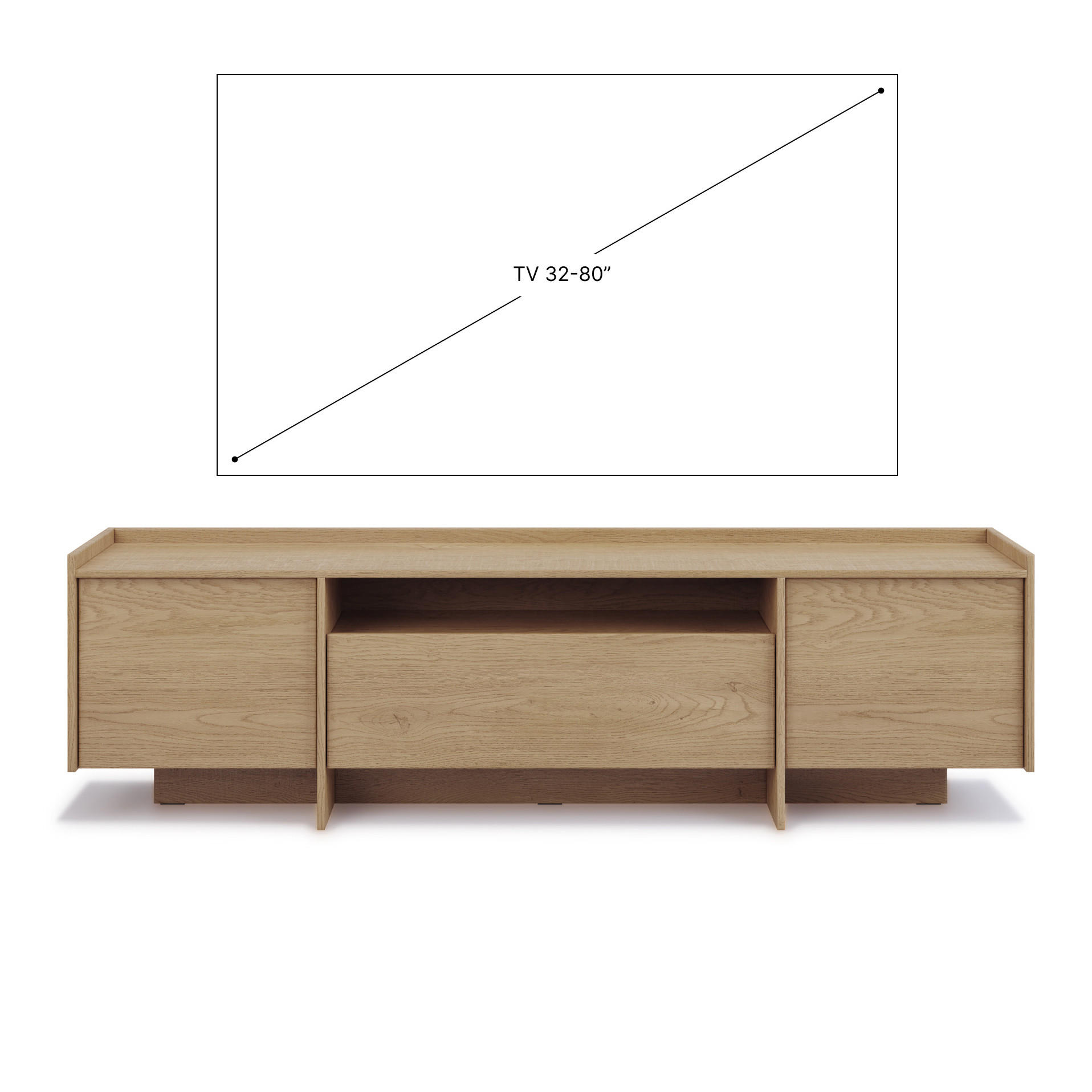 LOWBOARD Juni mit 3 Türen, 200 cm, eiche Cremona - Eichefarben, Holzwerkstoff (198/57/38cm) - Beautysofa