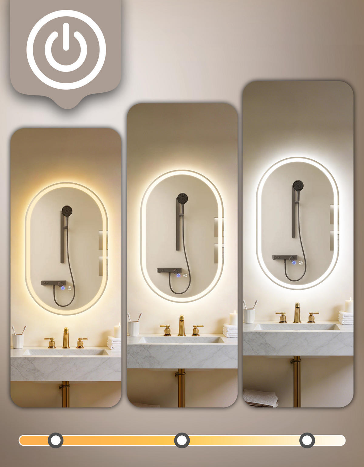 LED BADEZIMMERSPIEGEL 2.9/50/80cm - Weiß, Glas (2.9/80/50cm) - Nettlife